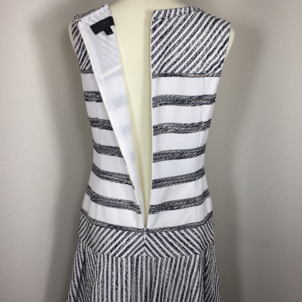 J. Crew White Navy Tweed Striped drop Waist Dress - Picture 7 of 8